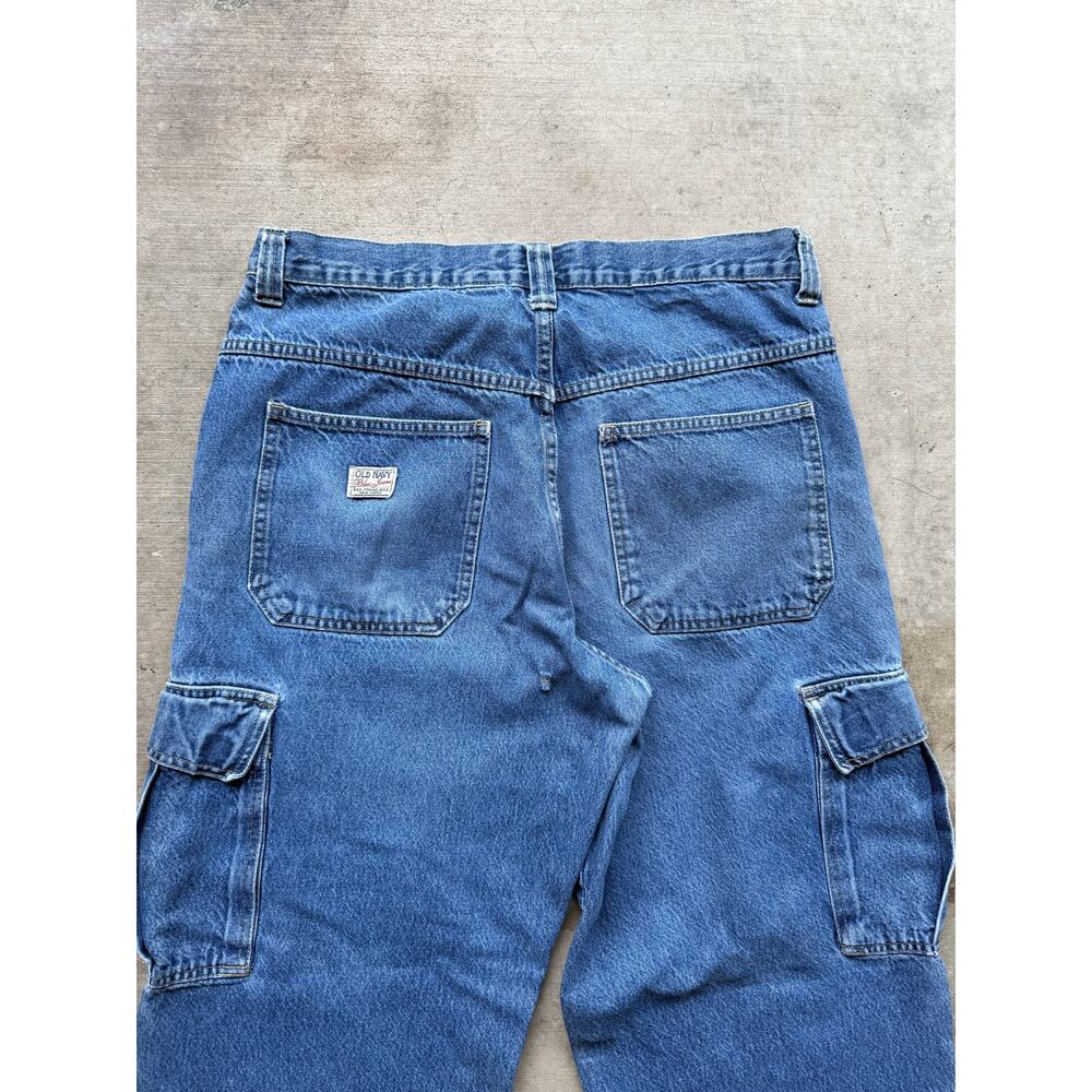 Vintage 90s Baggy Old Navy Blue Jeans Size 34x32 Cargo Denim - Picture 5 of 8